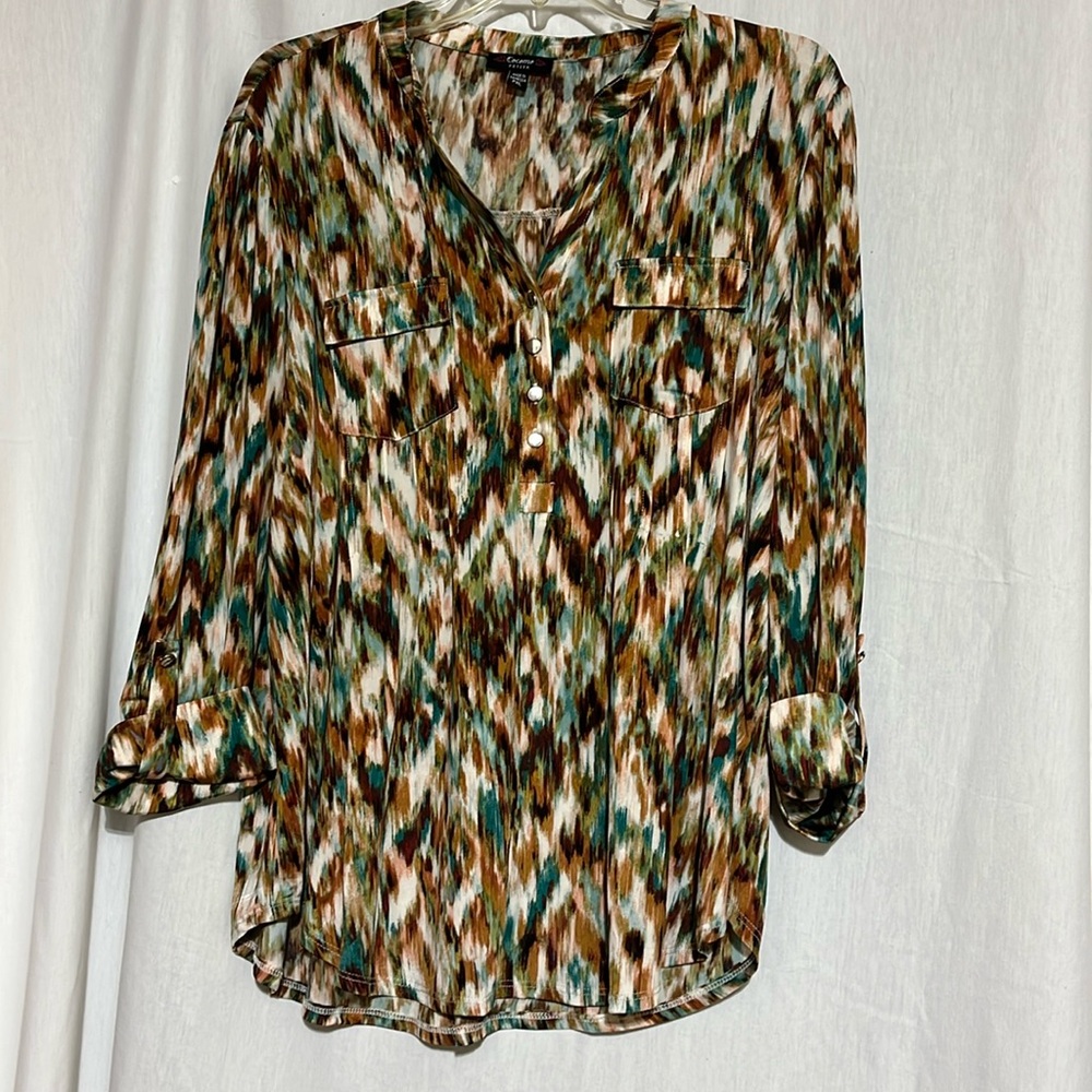 Cocomo petite multicolored women’s 3/4 length sleeves pullover blouse PXL